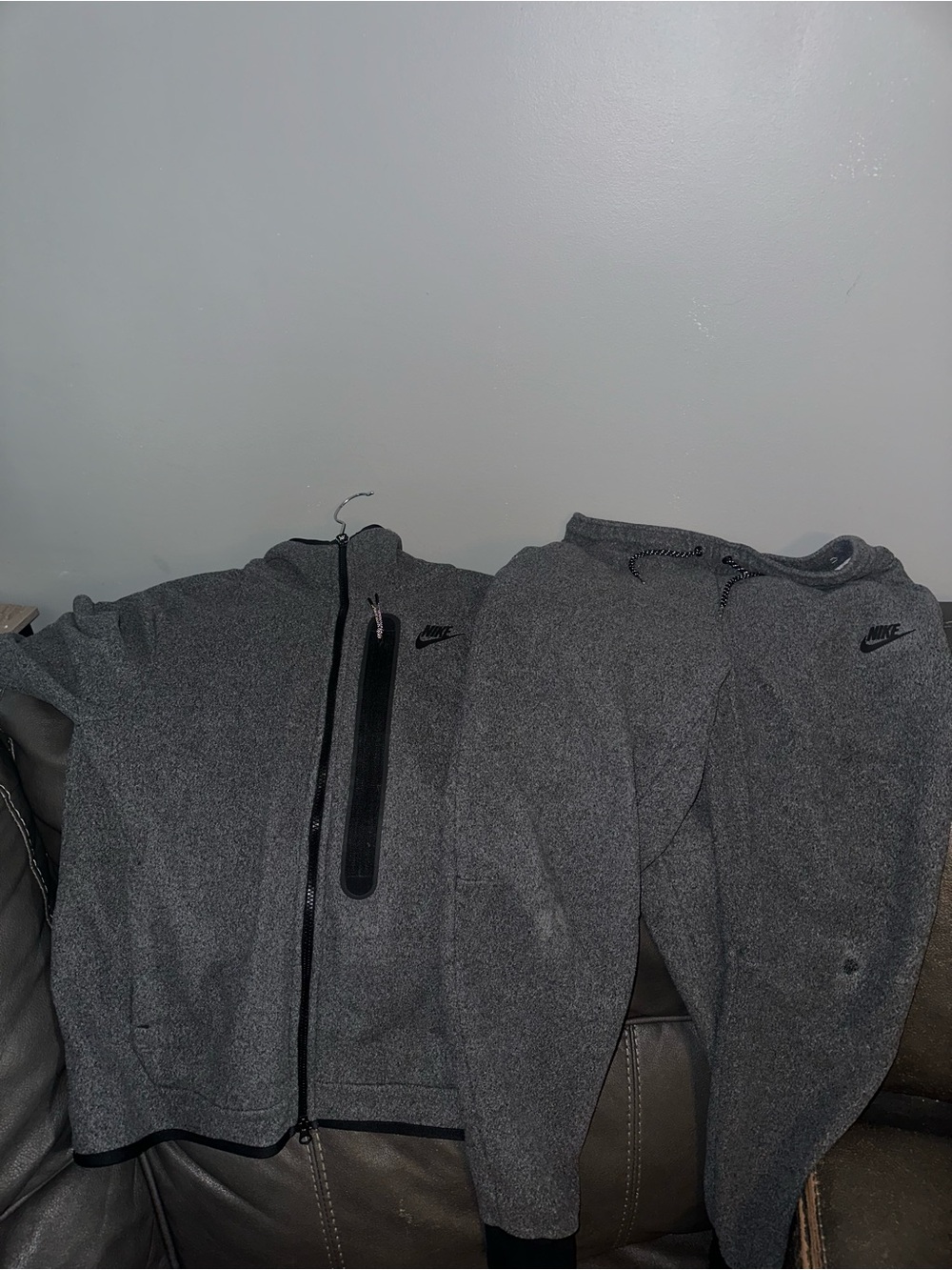 Nike Light Gray Fleece Pullover with Teal Trim